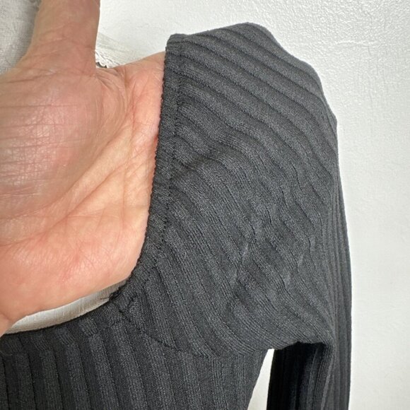 Madewell Women's XXS Square Neck Split Cuff Bodycon Tee Black NWT Ribbed - Picture 5 of 15